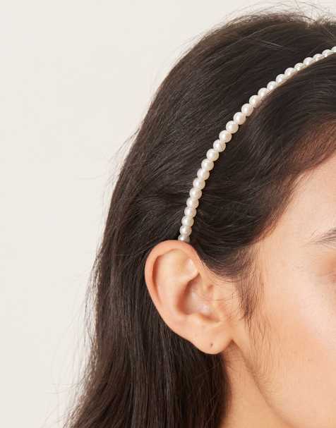 WANYI 2 Pezzi Cerchietto Fascia Capelli Donna, Perle Cerchietti Carino Moda Accessori Fasce per Capelli Antiscivolo(Verde
