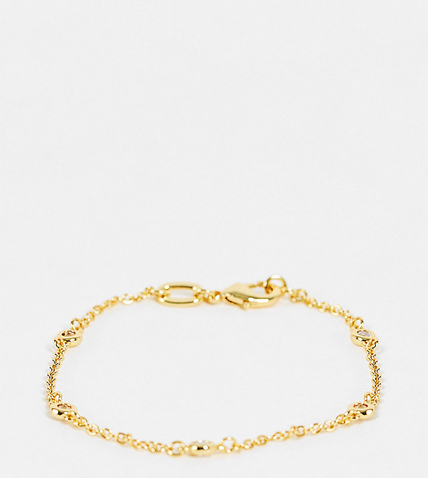 DesignB London chain and crystal bracelet in gold