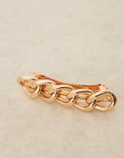 DesignB London chain barrette hair clip in gold, 2 of 3