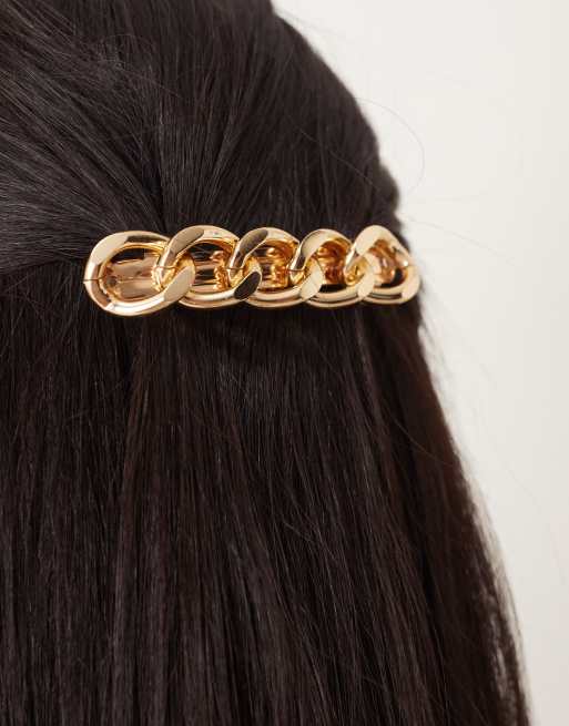 DesignB London chain barrette hair clip in gold, 3 of 3