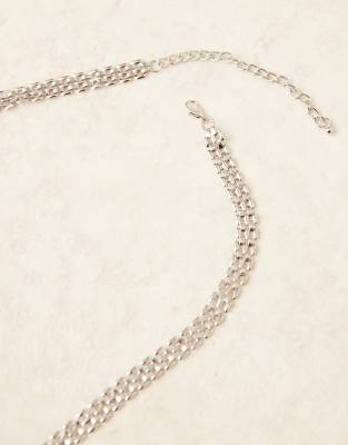 Designb London Chain Belt In Silver