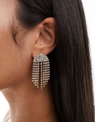 DesignB London chandelier embellished stud earrings in gold - ASOS Price Checker