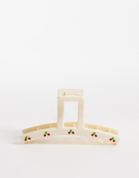 DesignB London cherry hair claw clip in white - view 1