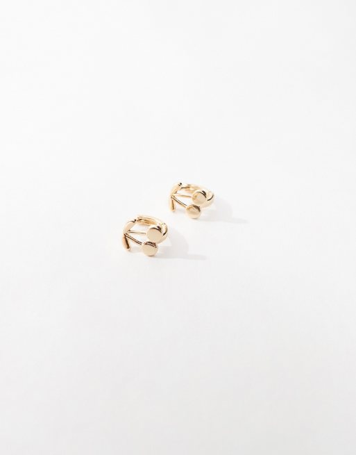 DesignB London cherry huggie hoop earrings in gold , 4 of 4