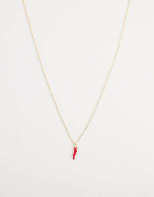 Designb London Chili Pendant Necklace In Gold