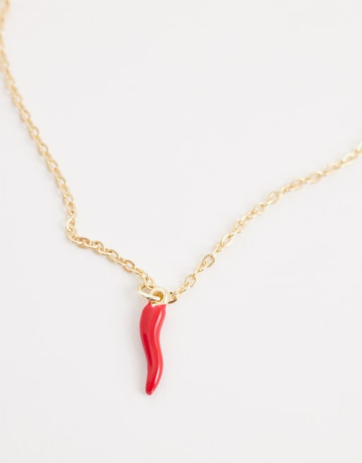 DesignB London chili pendant necklace in gold, 3 of 4