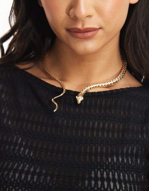 DesignB London – Choker-Halskette im Schlangen-Design in Goldoptik  