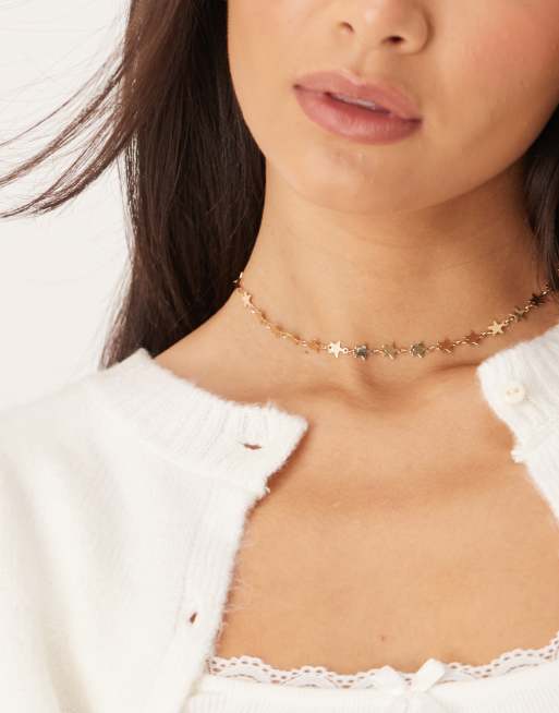 DesignB London - Choker-ketting met mini sterretjes in goudkleur