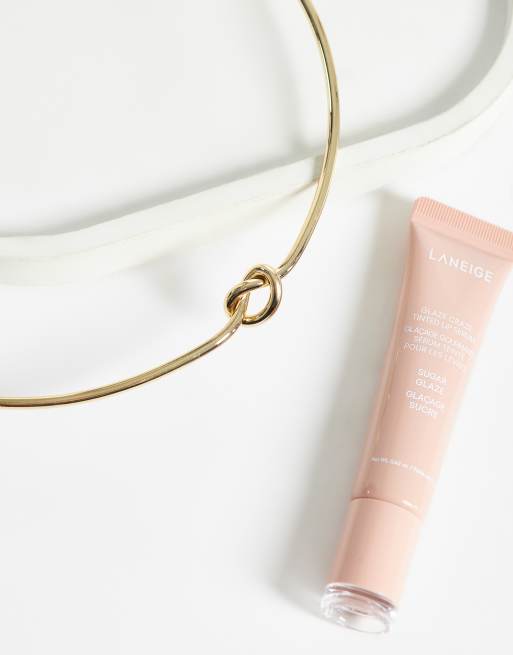 DesignB London choker necklace with knot detail in gold, 2 of 4