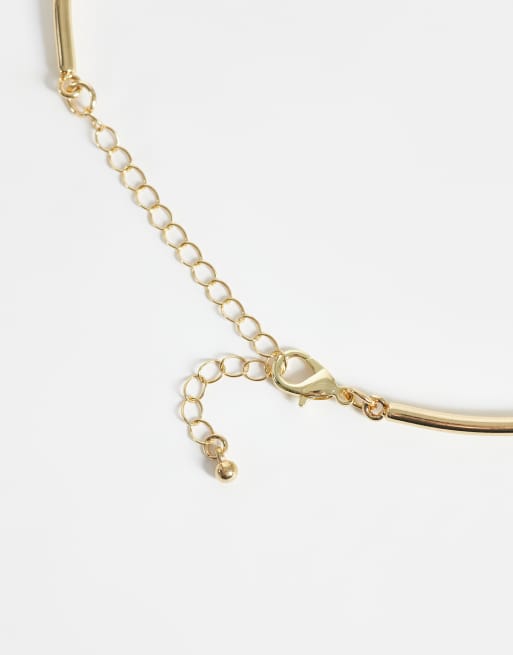 DesignB London choker necklace with knot detail in gold, 4 of 4