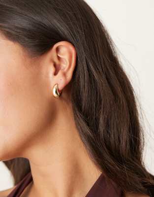 DesignB London chubby hoop earrings in gold tone