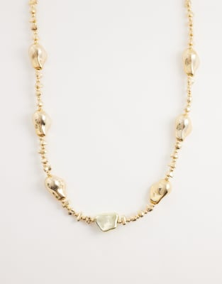 Designb London Chunky Beaded Necklace In Gold