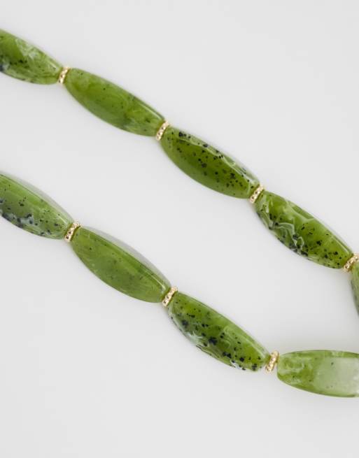 DesignB London chunky beads necklace in dark green, 4 of 4