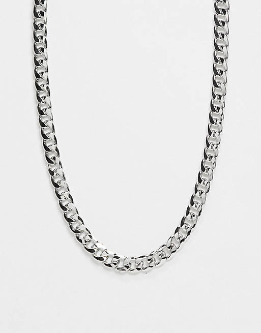 DesignB London chunky chain long necklace in silver
