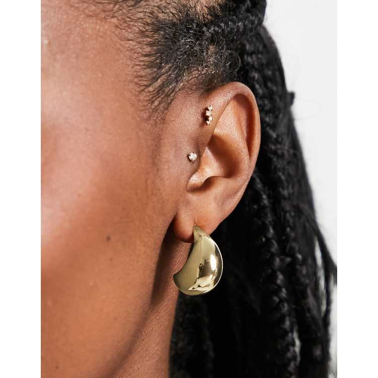 DesignB London chunky drop earrings in gold