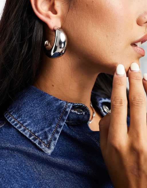 DesignB London - Chunky gegradueerde oorringen in zilver