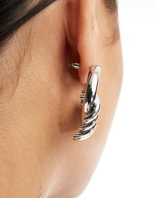 DesignB London - Chunky grunge oorbellen in zilver , 3 van 4