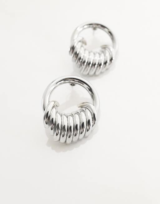 DesignB London - Chunky grunge oorbellen in zilver , 4 van 4