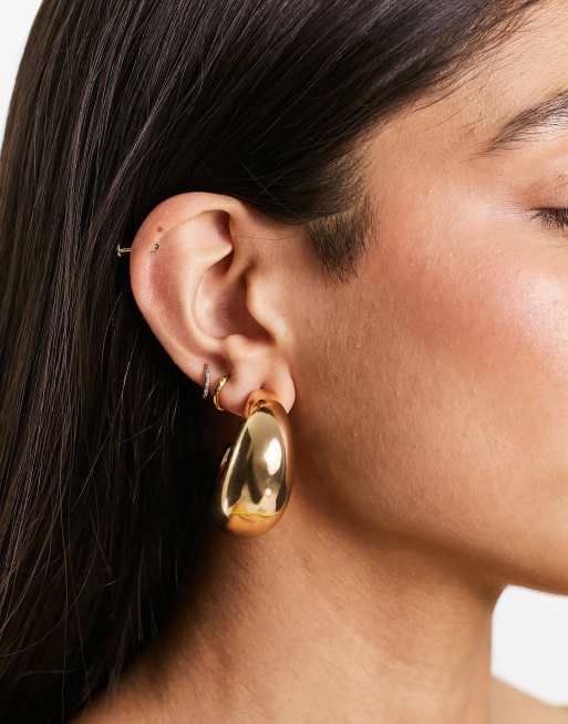 DesignB London chunky hoop earrings in gold