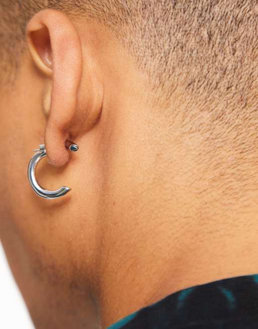 Designb London chunky hoop earrings in silver exclusive to ASOS, 2 of 4
