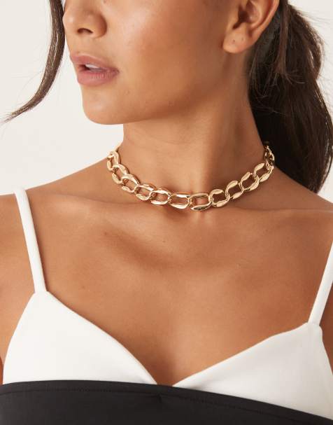 DesignB London chunky open chain neckalce in gold - view 1
