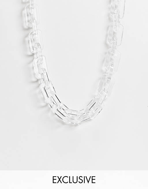 Designb London chunky resin necklace in clear exclusive to ASOS