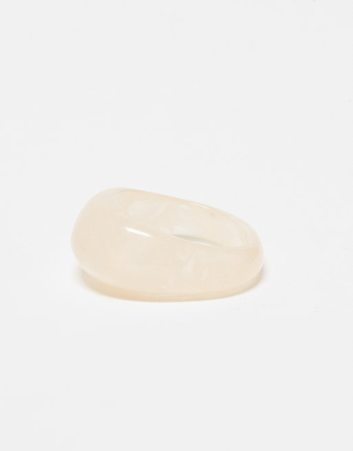 DesignB London chunky resin ring in cream