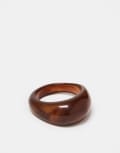 [DesignB London] DesignB London chunky resin ring in dark brown 19-20MM BROWN