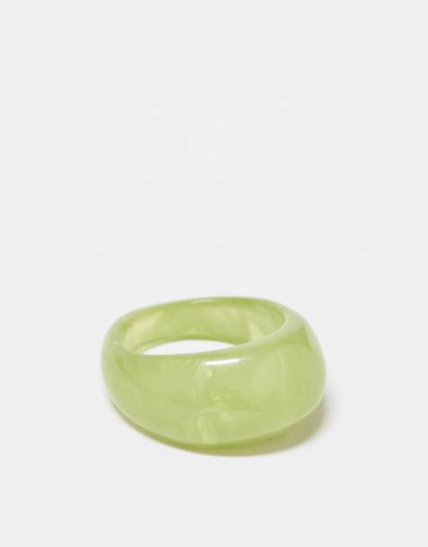 DesignB London chunky resin ring in light green - view 1