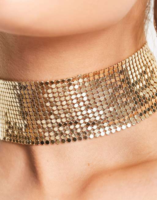 JEAIRTS Rhinestone Choker Necklace Gold Sparkly Crystal Necklaces Party  Prom Neck Chain Jewelry for Women and Girls