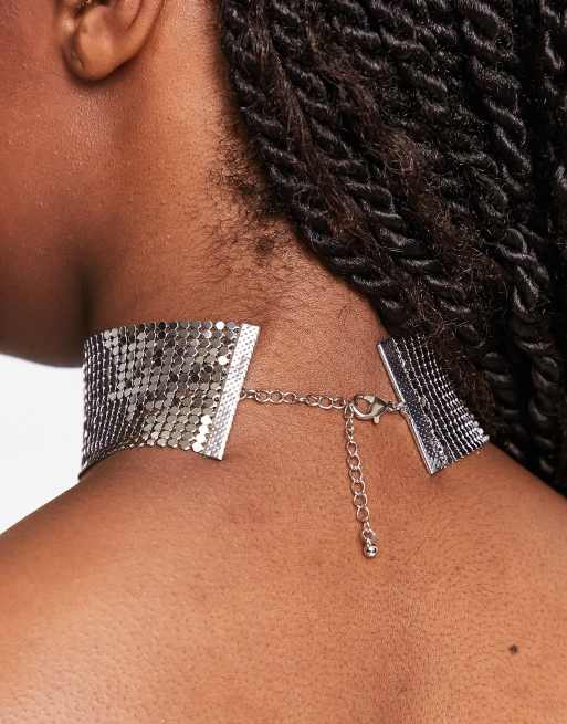 Silver 2025 sequin choker