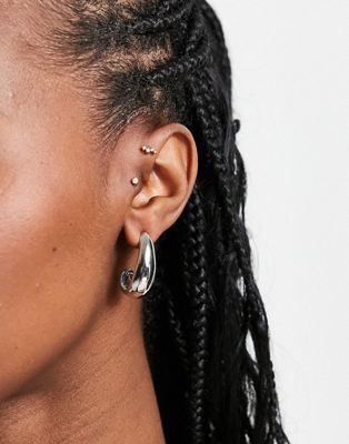 DesignB London chunky teardrop earrings in silver - ASOS Price Checker