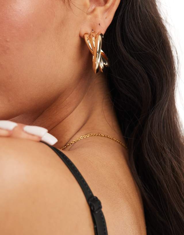 DesignB London - chunky twisted hoop earrings in gold