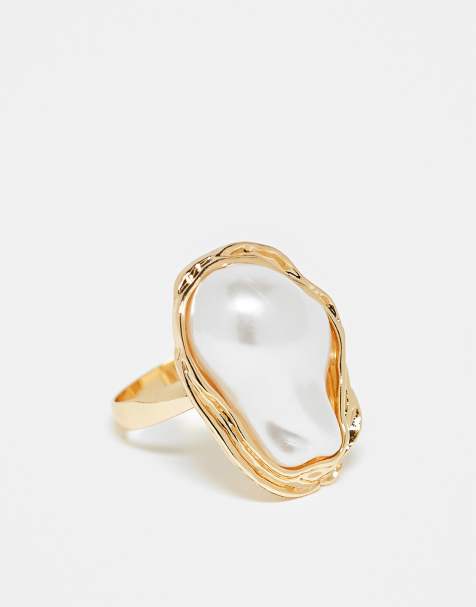 DesignB London claw set pearl ring in gold - view 1