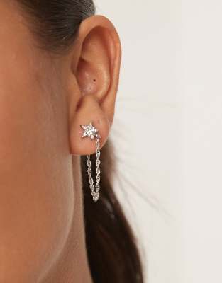 DesignB London - Clous d'oreilles étoile à pendant - Argenté