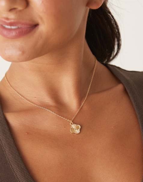 DesignB London clover pendant necklace in gold tone - view 1