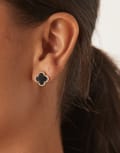 [DesignB London] DesignB London clover stud earrings in black and gold No Size GOLD
