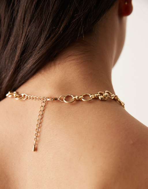DesignB London - Collana a catenina dorata con cerchi, 2 di 3