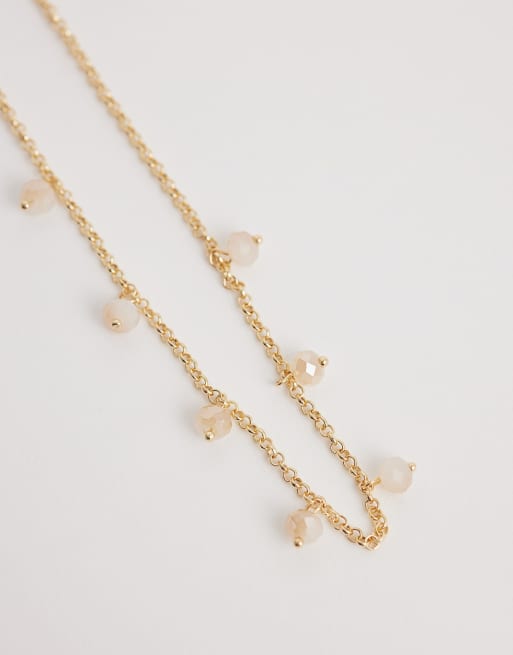 DesignB London - Collana a catenina dorata con perline in vetro, 3 di 4