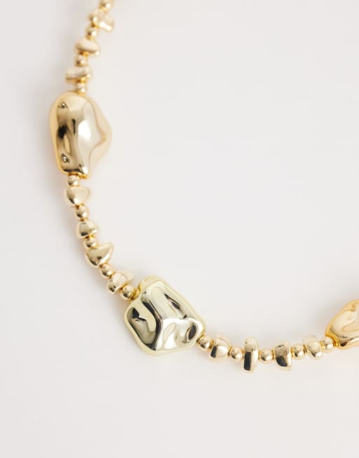 DesignB London - Collana a maglia spessa e con perline tonalità oro, 3 di 4