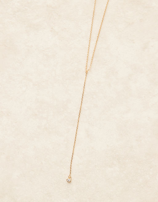 DesignB London - Collana a Y dorata con pendente in cristallo, 2 di 3