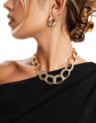 DesignB London - Collana appariscente a maglia spessa color oro  
