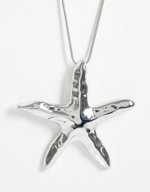DesignB London - Collana argentata con ciondolo a forma di stella marina, 4 di 4