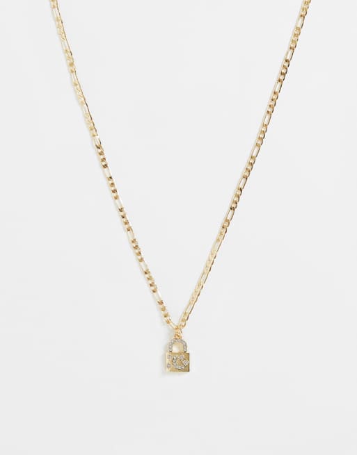 DesignB London - Collana color oro con ciondolo a lucchetto con motivo celestiale