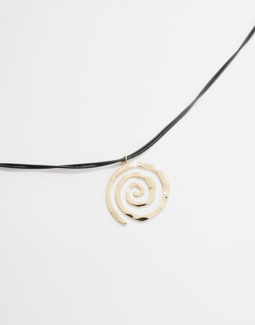 DesignB London - Collana con cordino e ciondolo a spirale color oro, 2 di 4