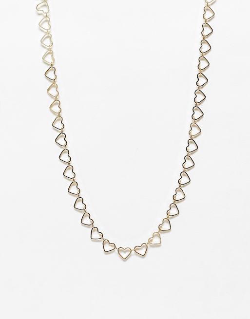 DesignB London - Collana con maglie a cuore color oro