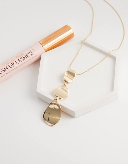 DesignB London - Collana dorata a catena con triplo pendente, 2 di 4