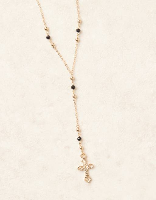 DesignB London - Collana dorata con design a Y e croce, 2 di 3