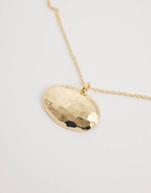DesignB London - Collana dorata con pendente martellato, 4 di 4
