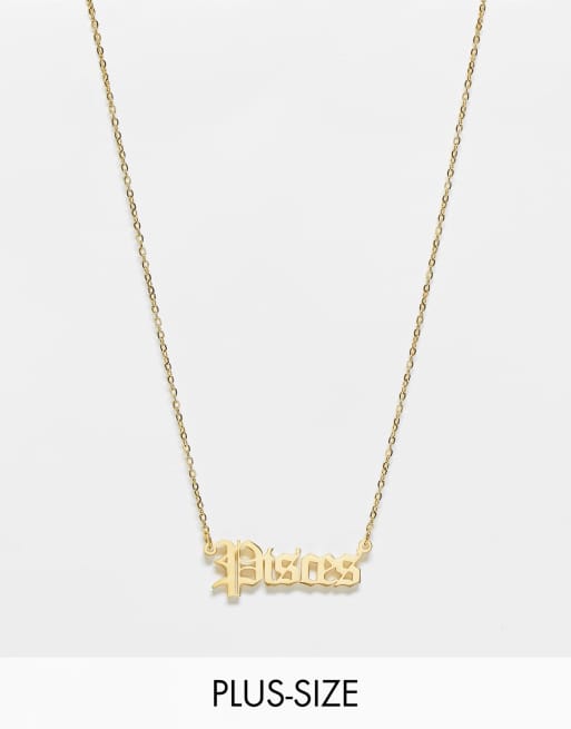 DesignB London - Collana in acciaio inossidabile color oro con scritta 